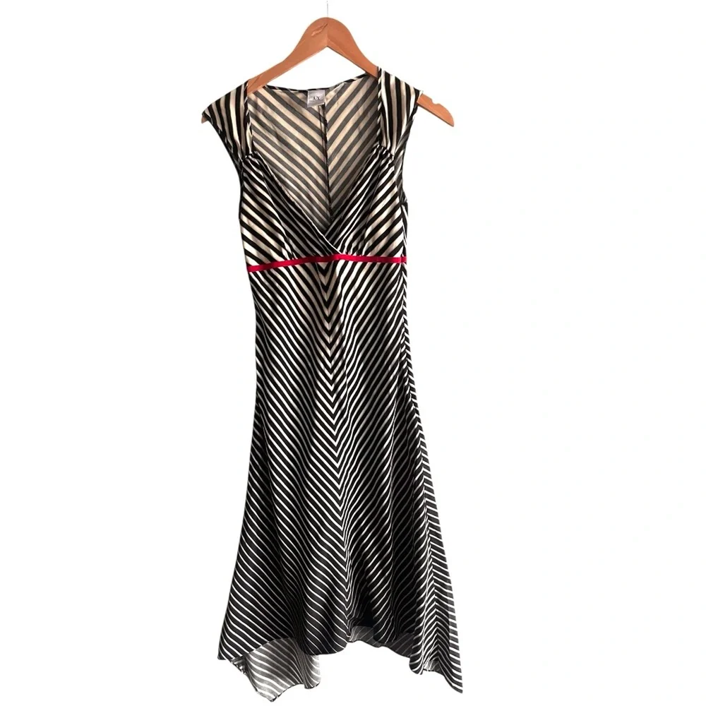 Armani Exchange Striped 100% Silk Dress Size 6 - Picture 2 of 9